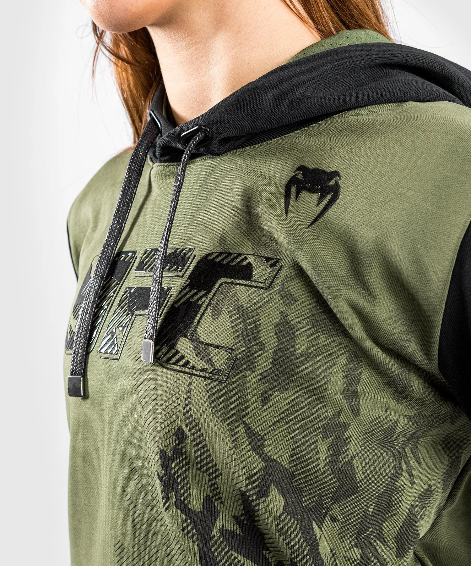 Sweatshirt à Capuche Femme UFC Venum Authentic Fight Week - Kaki