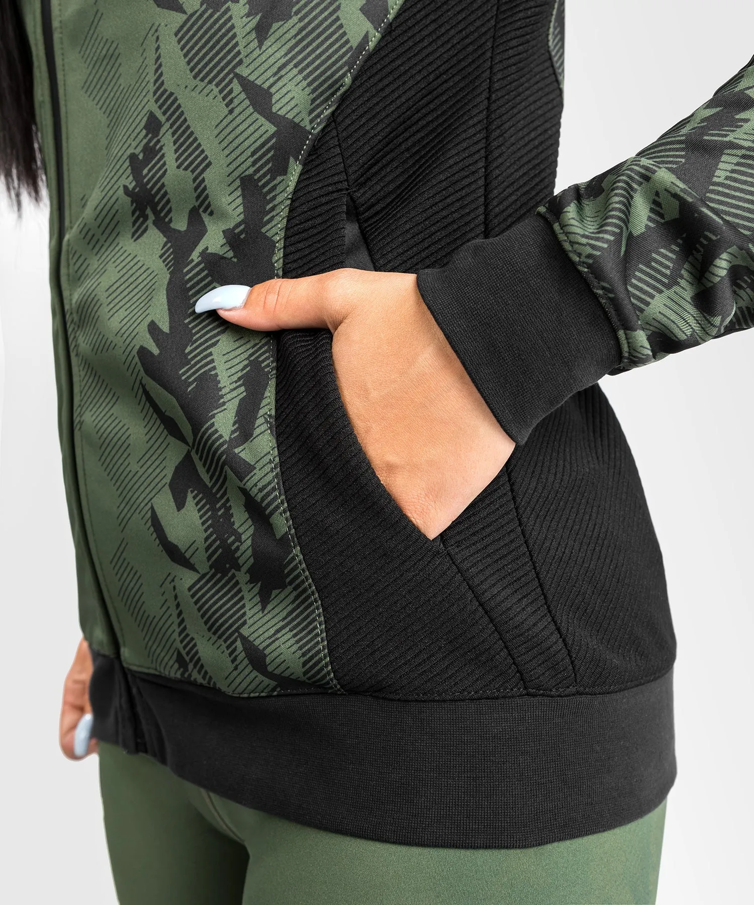 Sweatshirt Zippé Femme UFC Venum Authentic Fight Week - Kaki