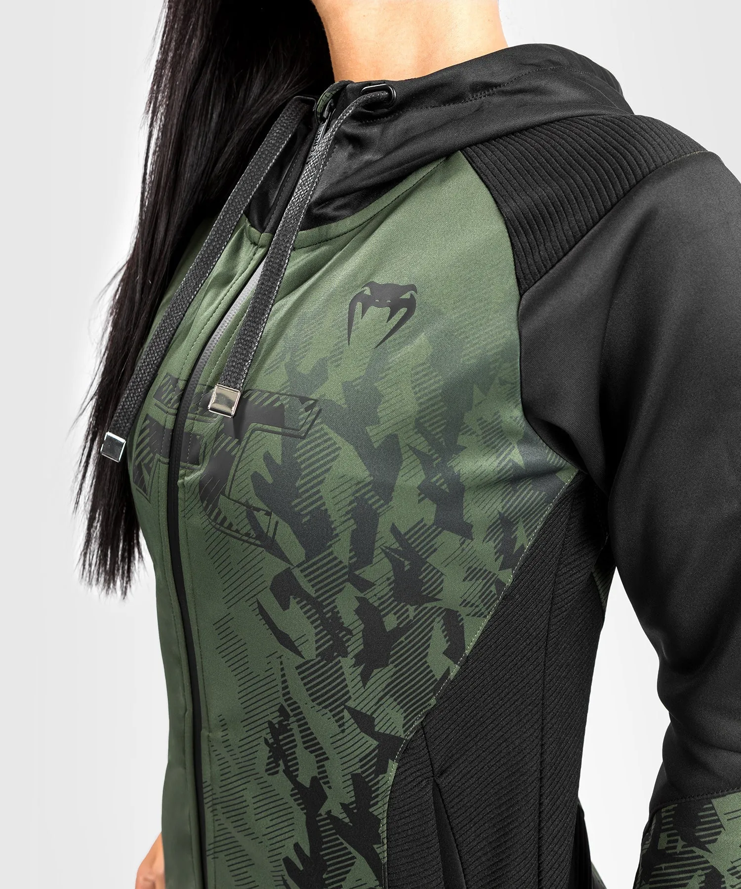 Sweatshirt Zippé Femme UFC Venum Authentic Fight Week - Kaki