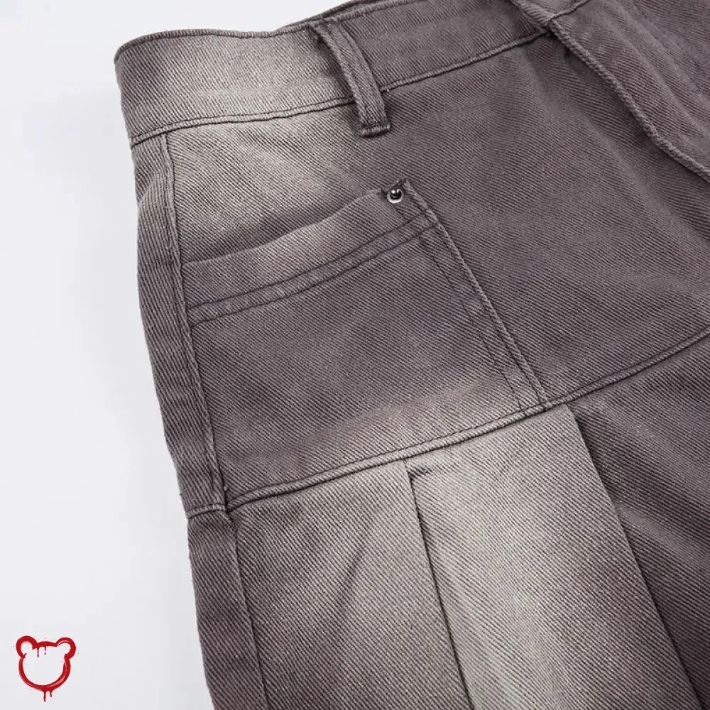 Tassel Denim Skirt: Grey/Brown, High Waist