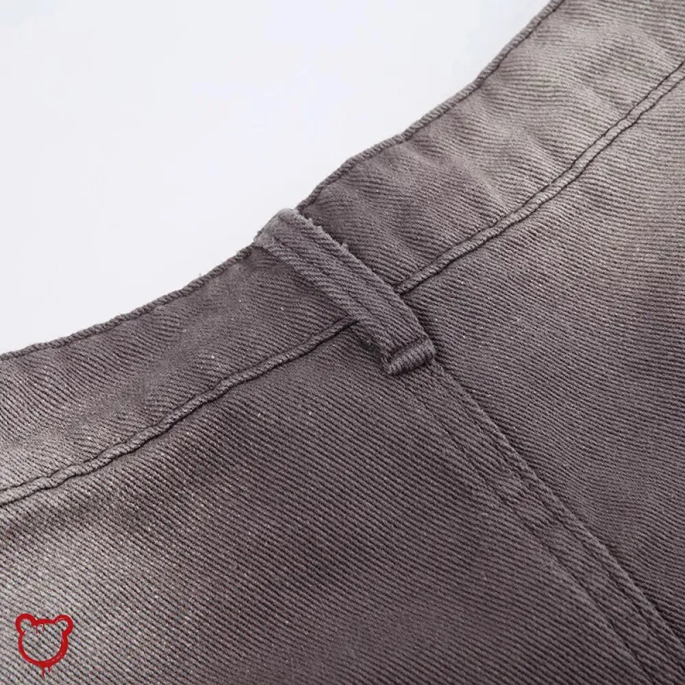 Tassel Denim Skirt: Grey/Brown, High Waist