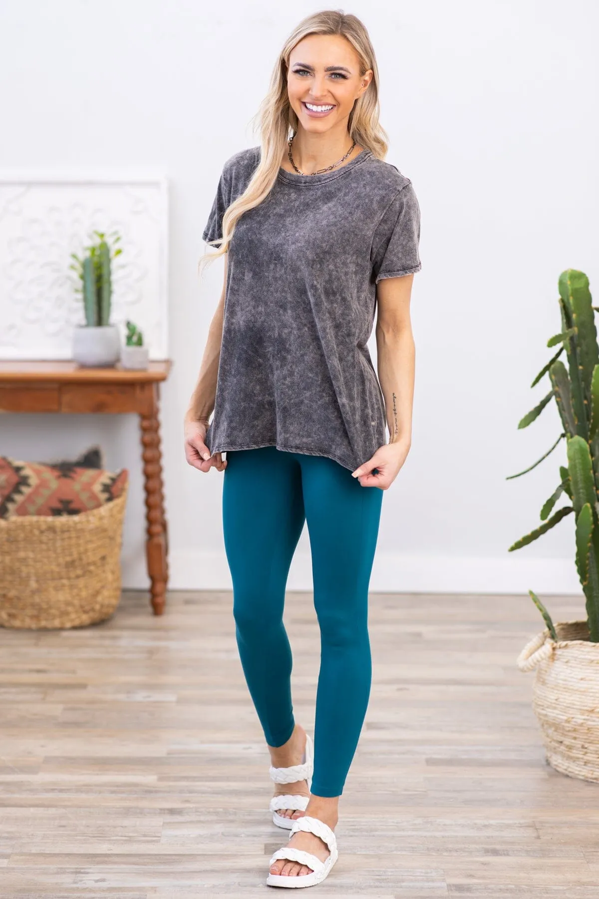 Teal Wide Waistband Leggings