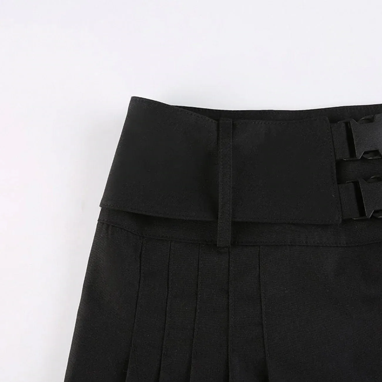 Techwear High Waist Buckle Cropped Skirt