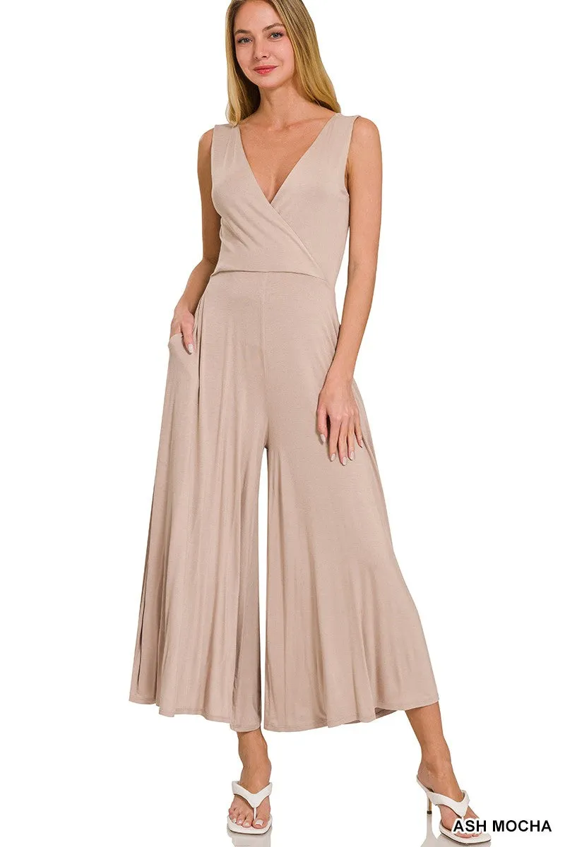 The Wendy Surplice Neckline Sleeveless Jumpsuit - Final Sale**