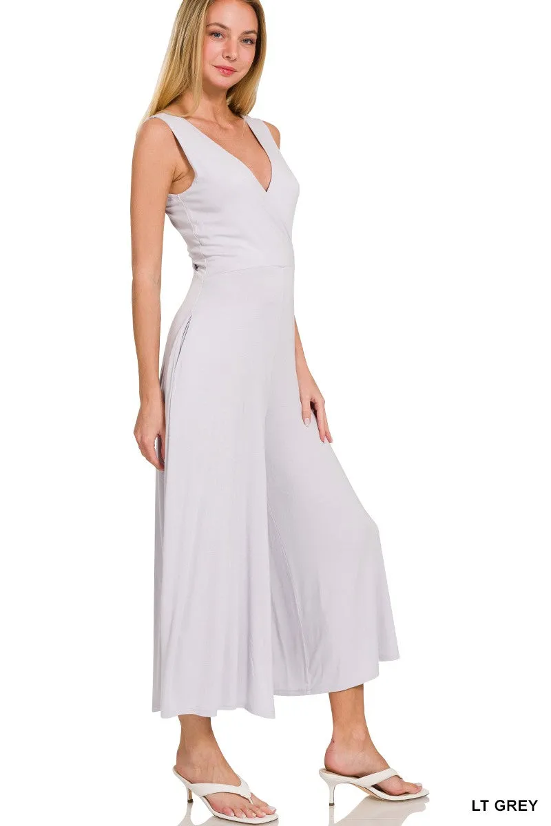 The Wendy Surplice Neckline Sleeveless Jumpsuit - Final Sale**