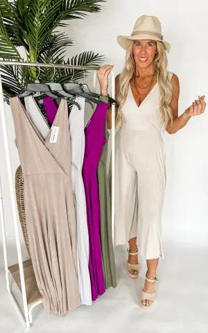 The Wendy Surplice Neckline Sleeveless Jumpsuit - Final Sale**