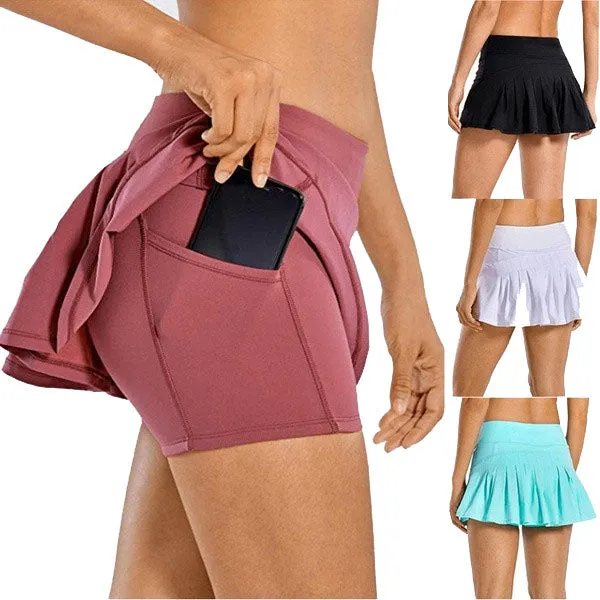 Tiktok Hot Sell Popular Women's Sports Tennis Golf Skirt Pants Pleated Shorts Back Waist Pocket Zipper Plus Size Skirt Pants