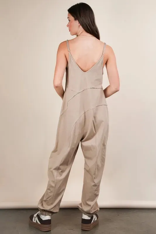 VERY J Sleeveless Knit Comfy Casual Jumpsuit