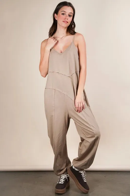 VERY J Sleeveless Knit Comfy Casual Jumpsuit