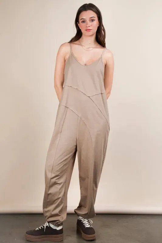 VERY J Sleeveless Knit Comfy Casual Jumpsuit