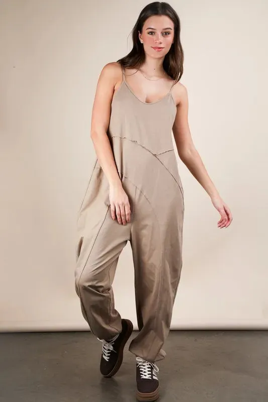 VERY J Sleeveless Knit Comfy Casual Jumpsuit