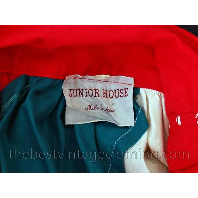 Vintage Cotton Skirt Awning Stripes Junior House 1940s Small