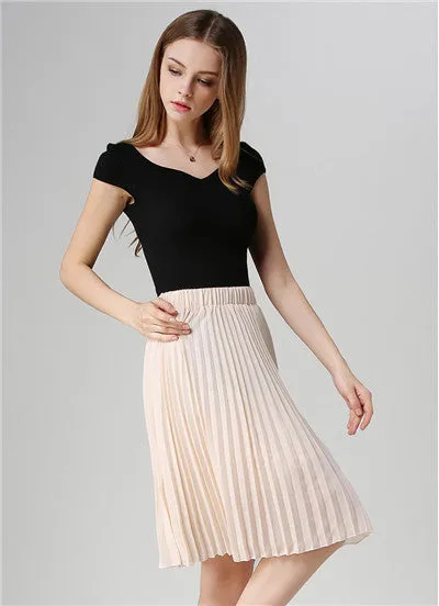 Vintage Tulle Skirt Tutu Midi Summer Skirts Womens Slim Elastic High Waist Skirt Jupe Longue Skater Skirt Pleated Skirts