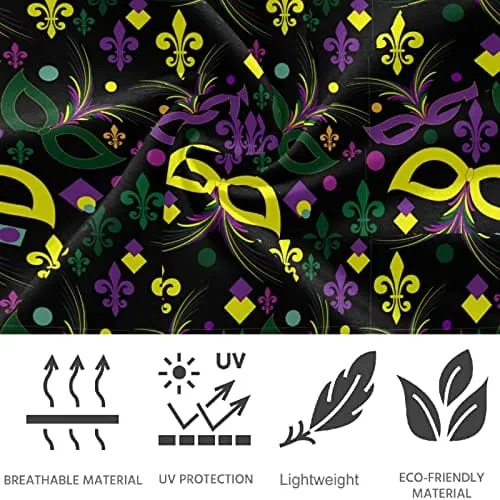 visesunny High Waist Yoga Pants with Pockets Mardi Gras Mask Feather Heart Confetti French Lily Tummy Control Workout Running Yoga Leggings for Women