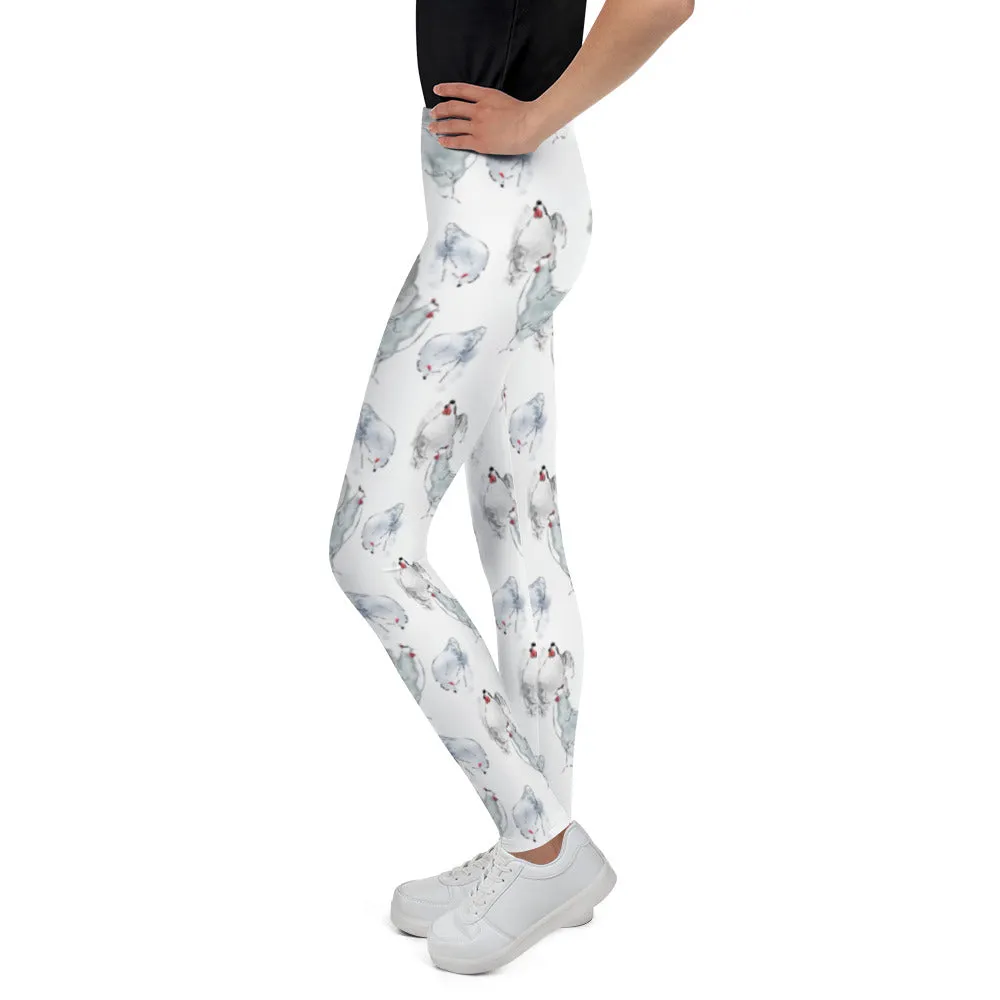 Watercolor Hens Youth Leggings