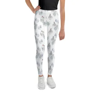 Watercolor Hens Youth Leggings