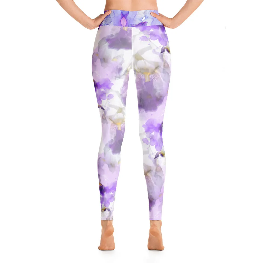 Watercolor Irises - Yoga Leggings