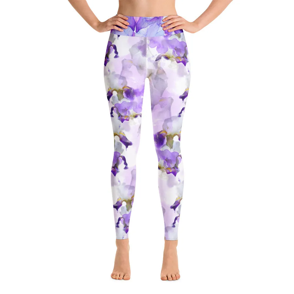 Watercolor Irises - Yoga Leggings
