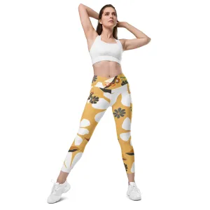 White Flowers Crossover Leggings