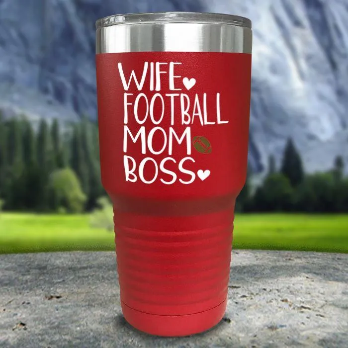 Wife Football Mom Boss Color Printed Tumblers