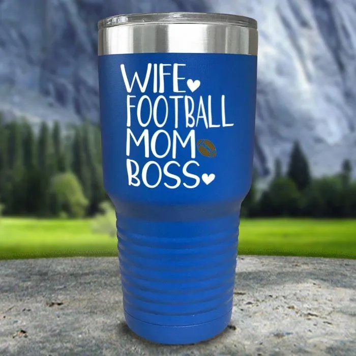 Wife Football Mom Boss Color Printed Tumblers