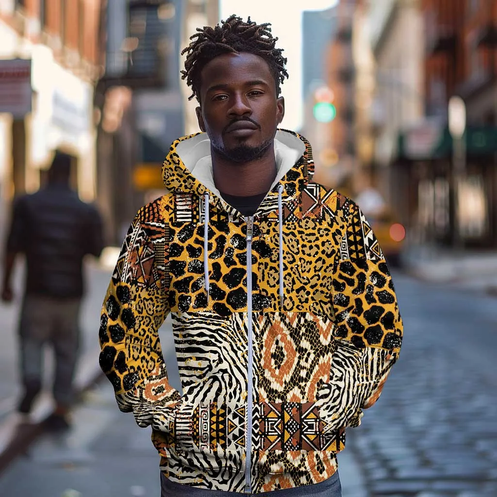Wild Animal Skins Zip Hoodie African Tribal Pattern LT15