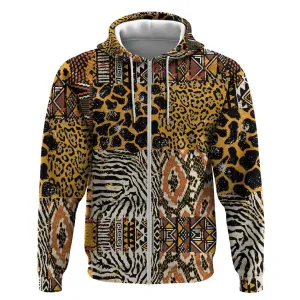Wild Animal Skins Zip Hoodie African Tribal Pattern LT15