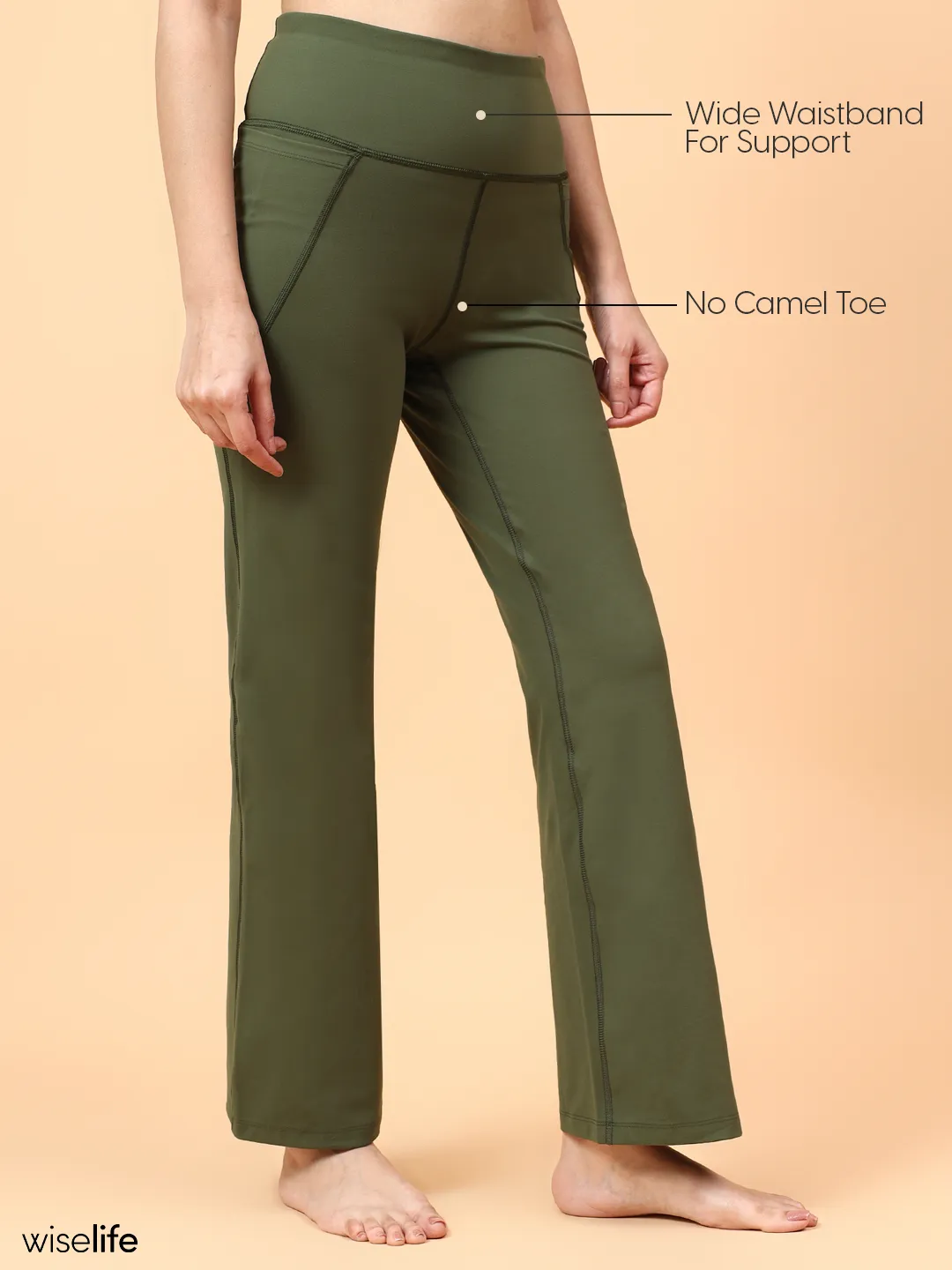 Wise Active Flare Pants (Olive green)