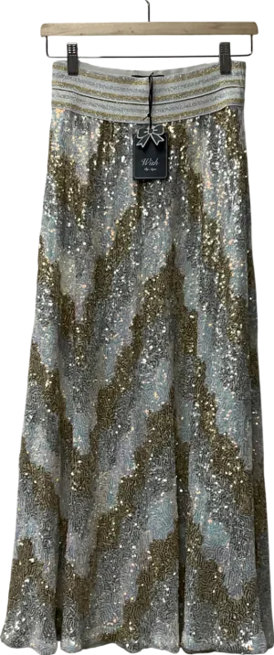 Wish Metallic Seline Sequin Skirt Gold/silver UK L