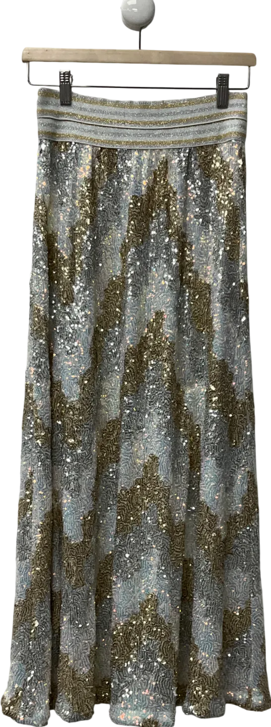 Wish Metallic Seline Sequin Skirt Gold/silver UK L