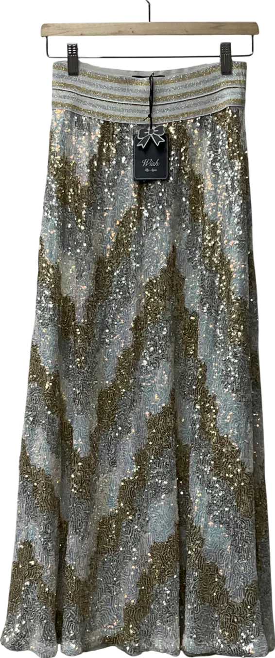 Wish Metallic Seline Sequin Skirt Gold/silver UK L