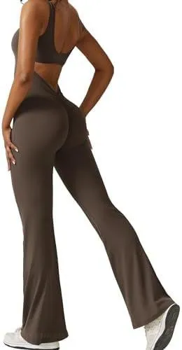 Women Flare Jumpsuits Sleeveless Fitness Yoga Long Pants