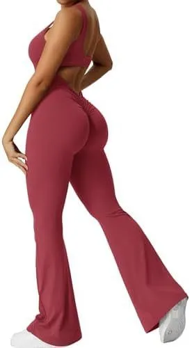 Women Flare Jumpsuits Sleeveless Fitness Yoga Long Pants