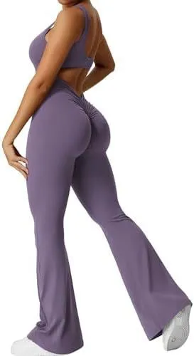 Women Flare Jumpsuits Sleeveless Fitness Yoga Long Pants