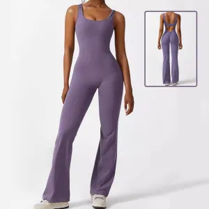Women Flare Jumpsuits Sleeveless Fitness Yoga Long Pants