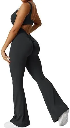 Women Flare Jumpsuits Sleeveless Fitness Yoga Long Pants