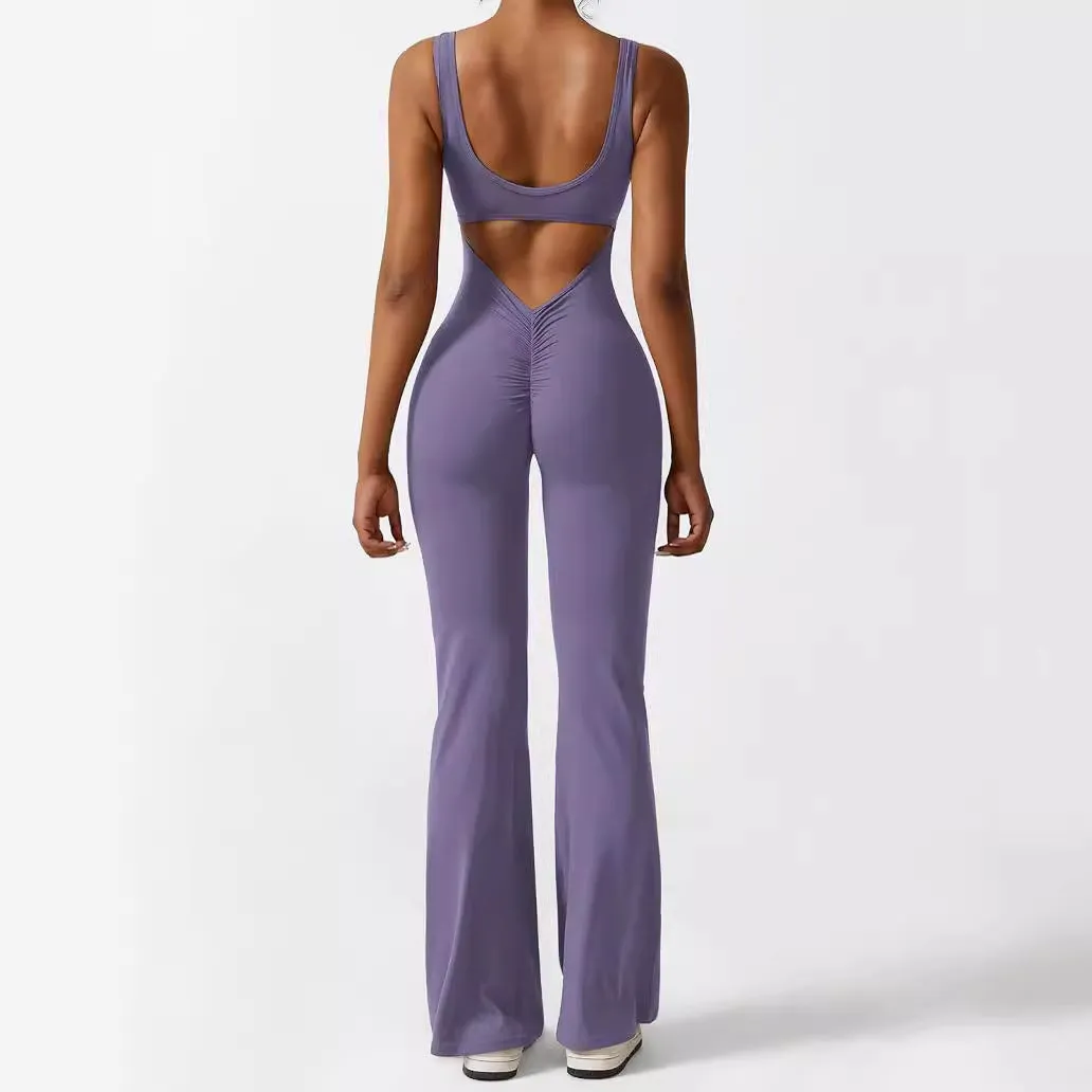 Women Flare Jumpsuits Sleeveless Fitness Yoga Long Pants