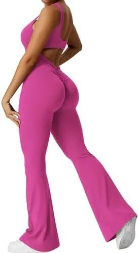 Women Flare Jumpsuits Sleeveless Fitness Yoga Long Pants