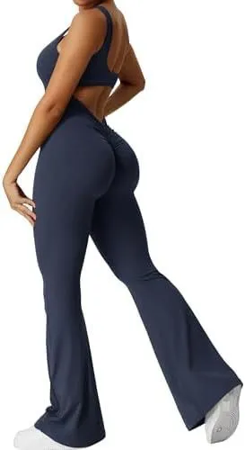 Women Flare Jumpsuits Sleeveless Fitness Yoga Long Pants