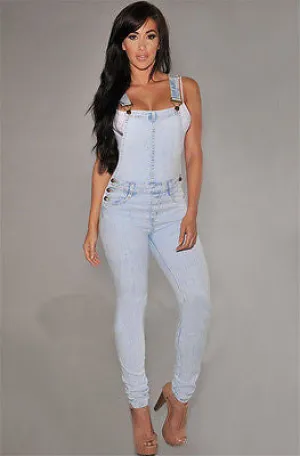 Women Girls Washed Jeans Denim Casual Hole Loose Jumpsuit Romper Overall