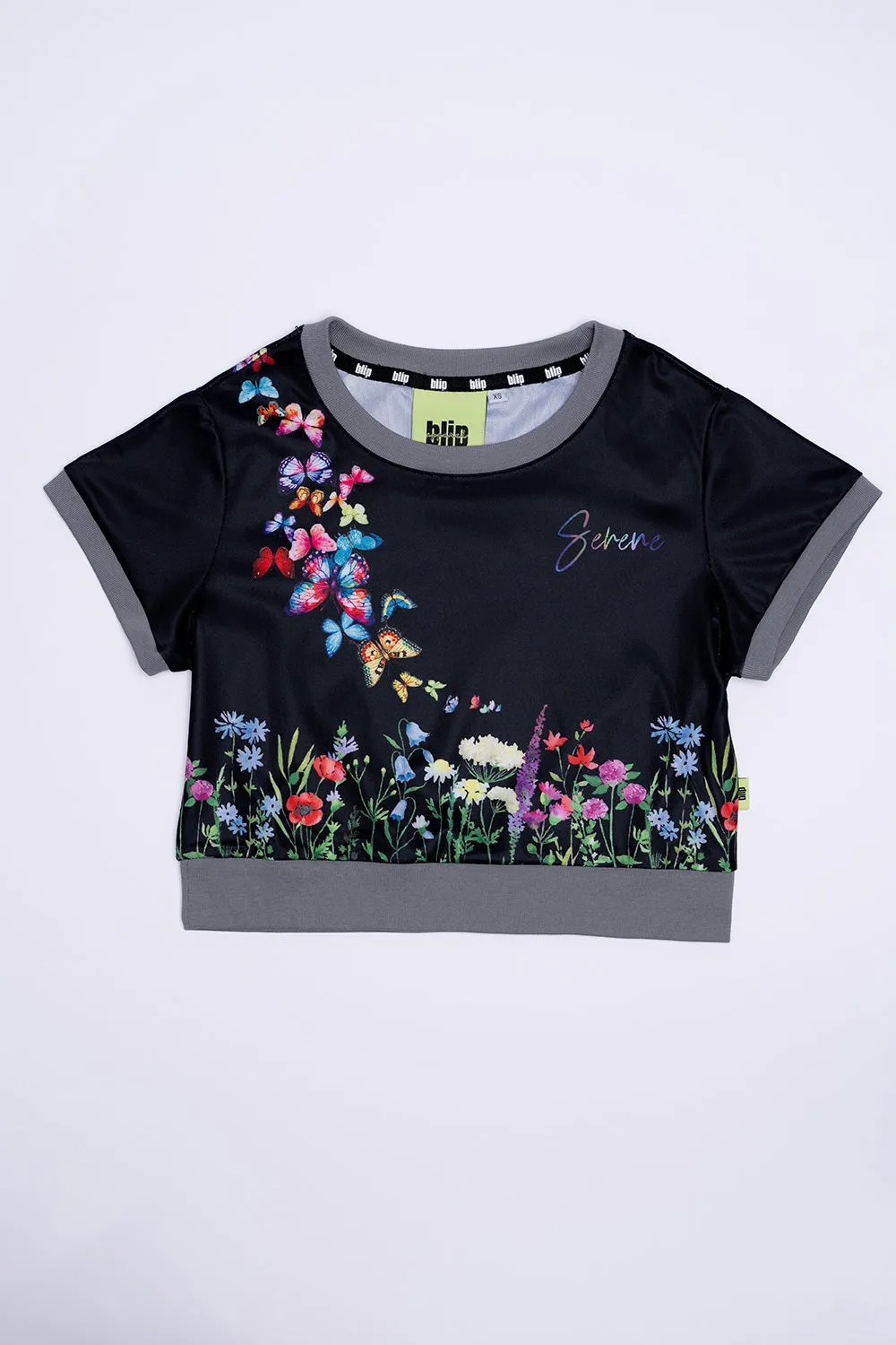 Women Graphic Ringer Crop Top - SERENE