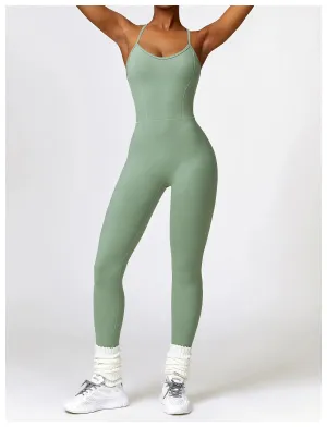 Women Open Back Rompers Outdoor Gym Onesie Running Workout Fitness Yoga jumpsuit.