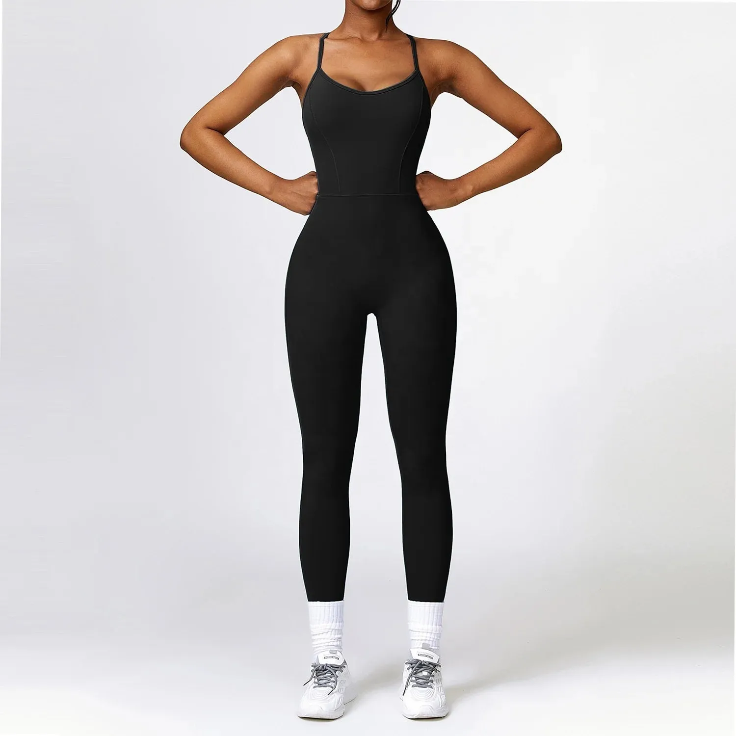 Women Open Back Rompers Outdoor Gym Onesie Running Workout Fitness Yoga jumpsuit.