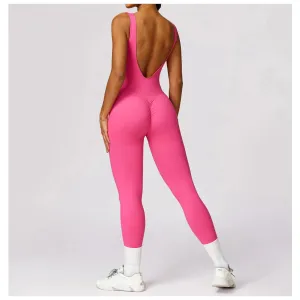 Women Seamless V-Back Yoga Jumpsuits High Stretchy One-Piece Sportswear Fitness Rompers Padded  Gym Push Up Workout Sports Wear