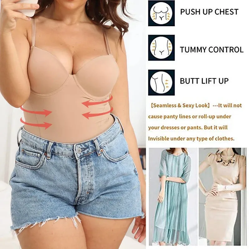 Women Slimming Bodysuits One-piece Shapewear Tops Tummy Control Body Shaper Seamless Built-in Bra Camisole Jumpsuits