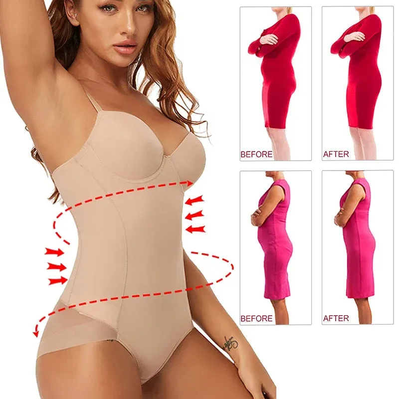 Women Slimming Bodysuits One-piece Shapewear Tops Tummy Control Body Shaper Seamless Built-in Bra Camisole Jumpsuits