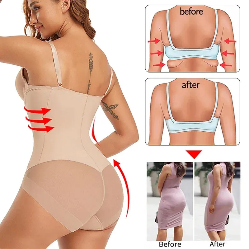 Women Slimming Bodysuits One-piece Shapewear Tops Tummy Control Body Shaper Seamless Built-in Bra Camisole Jumpsuits