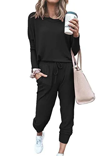Women's Black Lounge Tracksuit Set