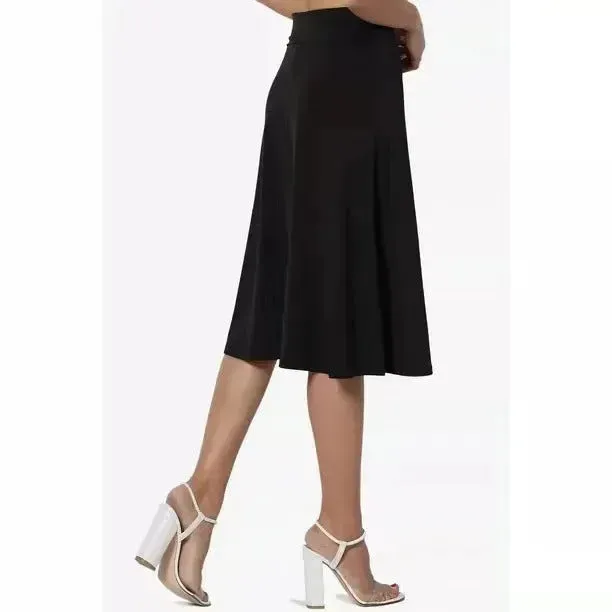 Women's casual High Waist flared Midi Skirt
