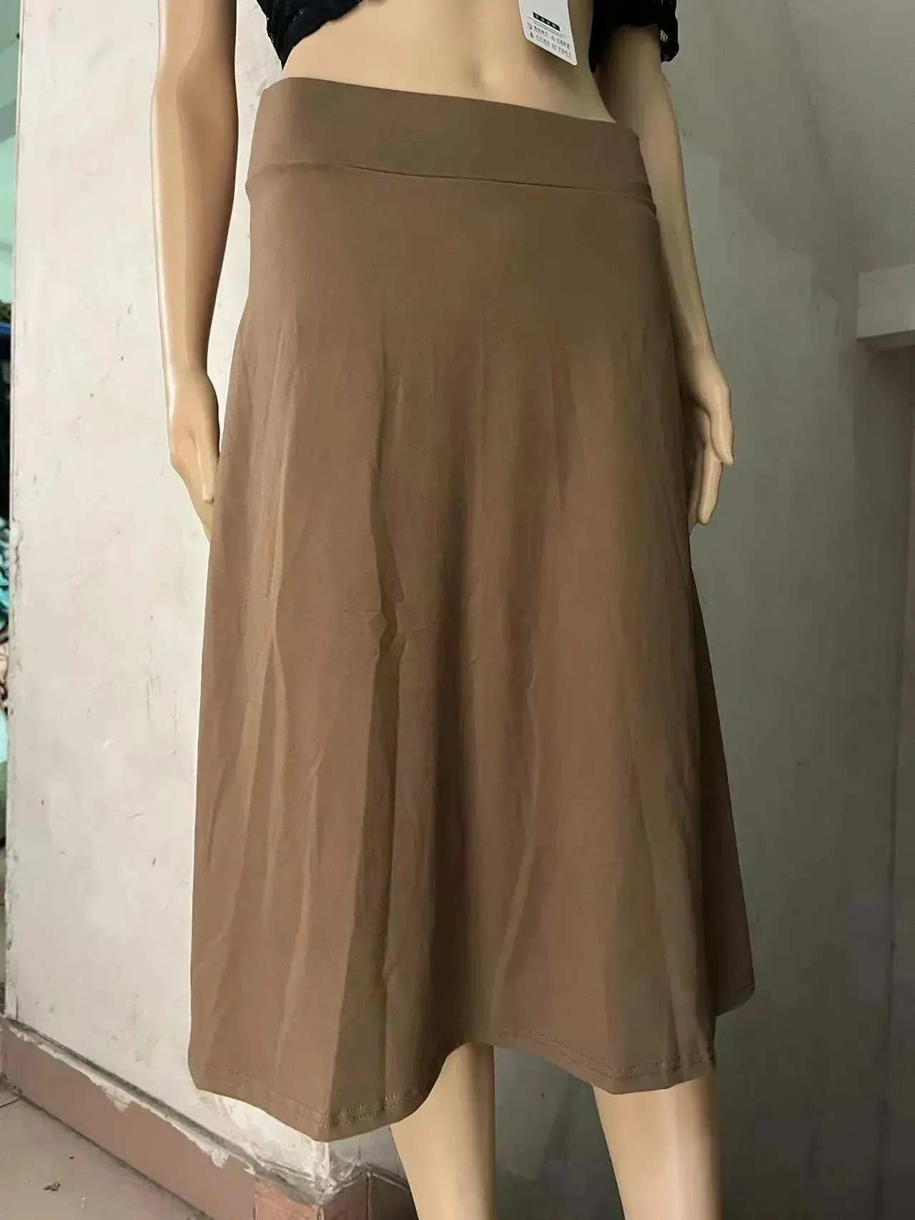 Women's casual High Waist flared Midi Skirt